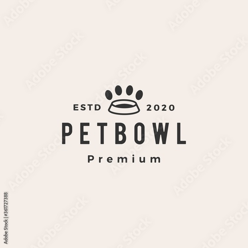 pet bowl food hipster vintage logo vector icon illustration