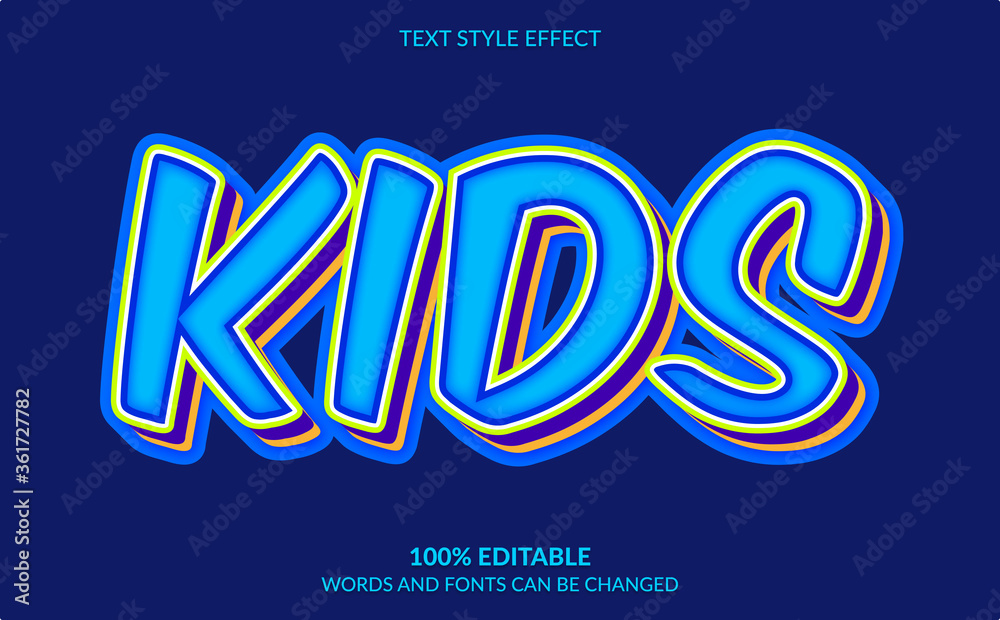 Editable Text Effect, Kids Text Style Editable Text Effect, Kids Text Style