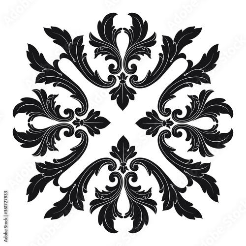 Vintage Ornament Element in baroque style with filigree and floral engrave the best situated for create frame, border, banner. It's hand drawn foliage swirl like victorian or damask design arabesque.
