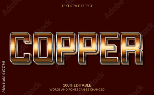 Editable Text Effect, Strong Bold Copper Text Style