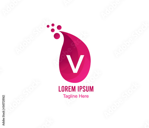 vector illustration of an Red Liquid Logo Letter V design
