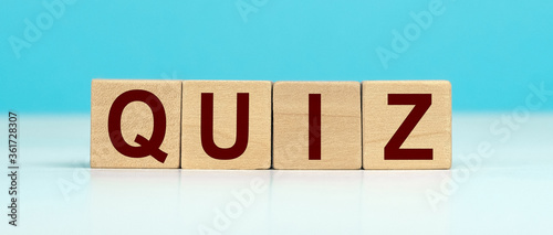 Word QUIZ made with cube wooden block