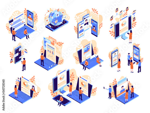 Isometric Social Media Icon Set 