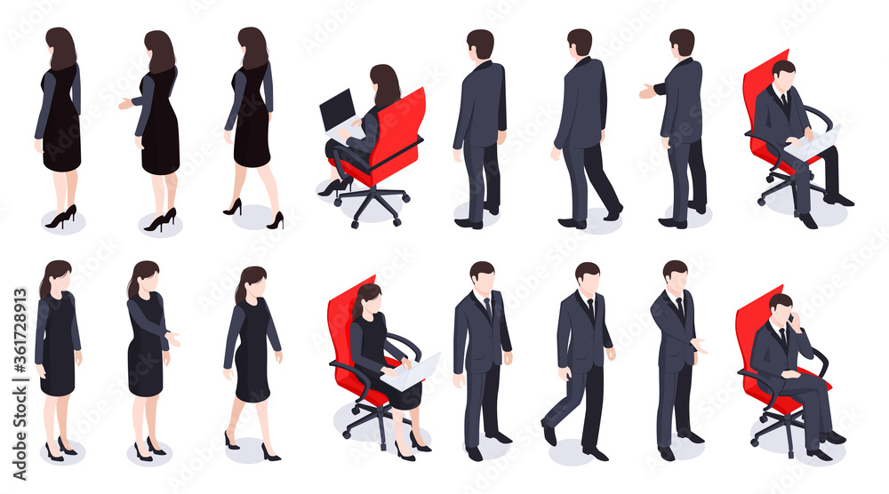 Fototapeta premium Isometric Business People Set