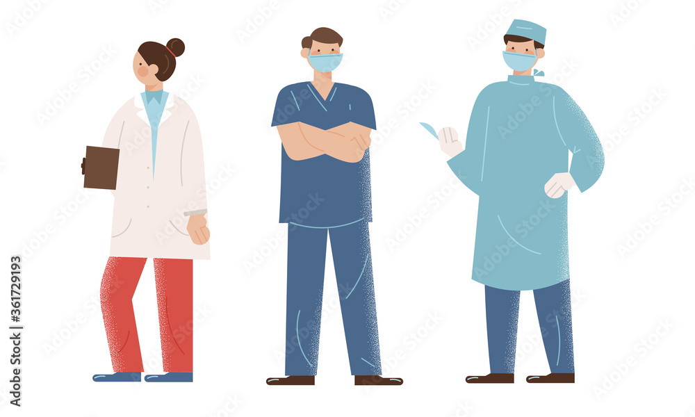 Doctors in special costumes and equipment at work during pandemic Doctors in special costumes and equipment at work during pandemic