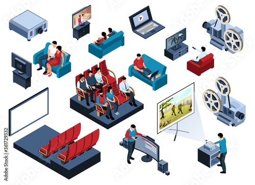 Isometric Cinema Theater Set