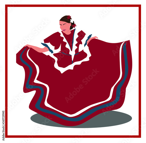 July 9. Argentina Independence Day. Girl in national dress. Flag. The sun. Flag of Argentina. Vector isolated images.Suitable for greeting card, poster and banner.
