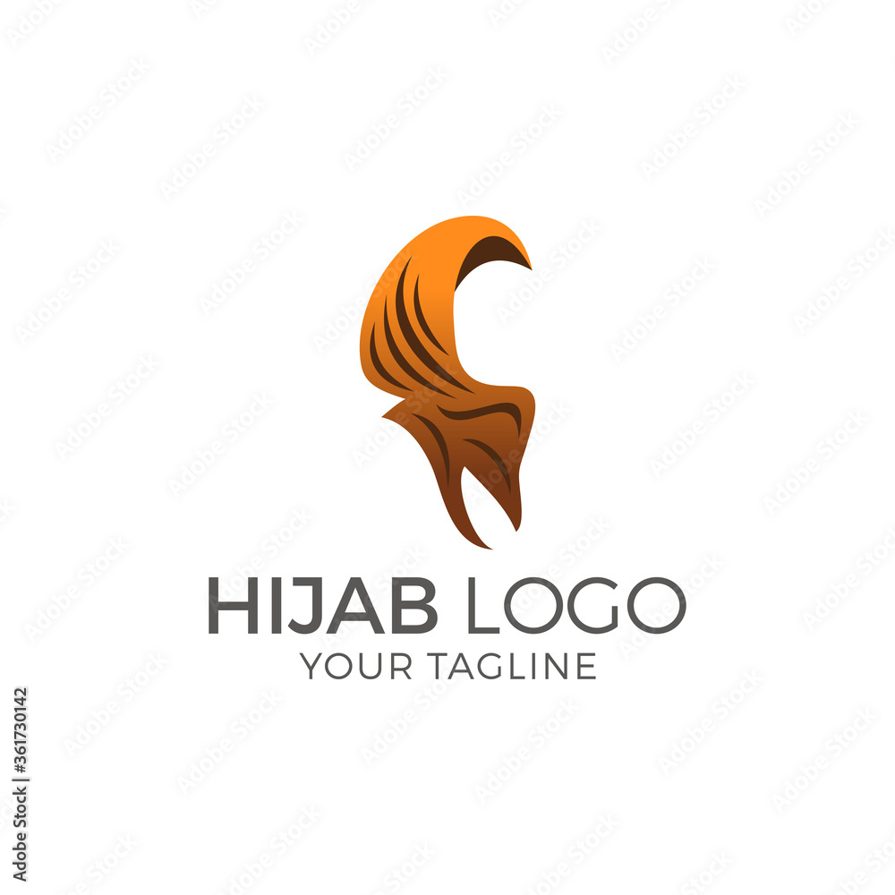 Obraz premium Muslim female in hijab , logo design, vector illustration
