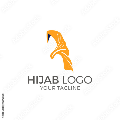 Muslim female in hijab , logo design, vector illustration