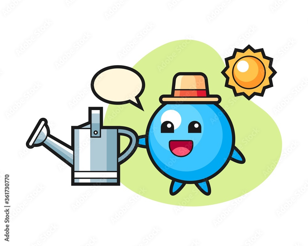 Fototapeta premium Gum ball cartoon holding watering can