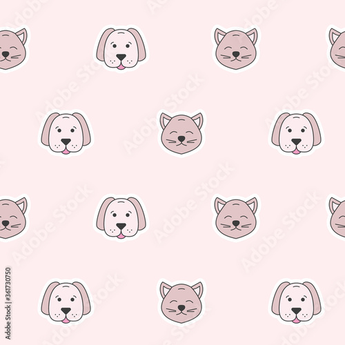 Fototapeta Naklejka Na Ścianę i Meble -  Wrapping paper - Seamless pattern of cat and dog symbols for vector graphic design
