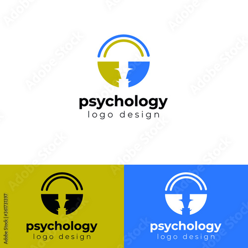 psychology logo design face two face logo vector template 