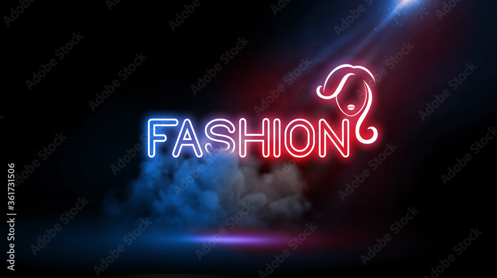 Word Fashion | Design for sale campaign, Neon Light Text on Studio Background