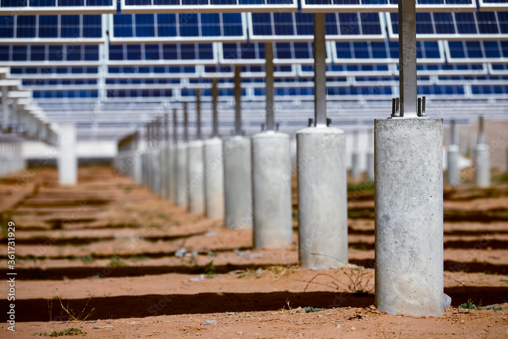 Solid cement columns under solar photovoltaic panels Solid cement columns under solar photovoltaic panels