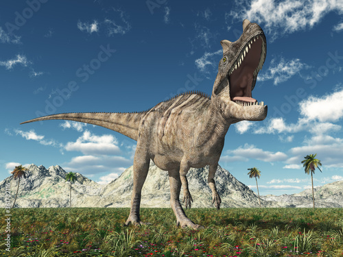 Dinosaurier Ceratosaurus in einer Landschaft © Michael Rosskothen