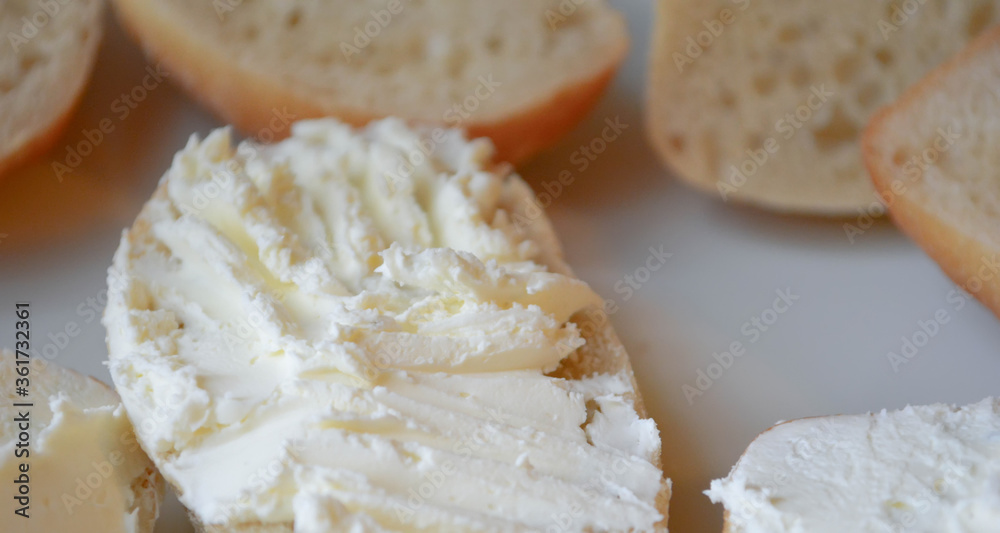 Ciabatta with cream cheese Ciabatta with cream cheese