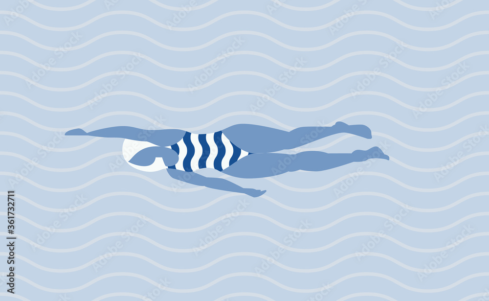 Naklejka premium Summer poster design. Cartoon style girl. Vector illustration.