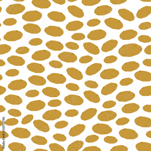 Seamless pattern with unpeeled potatoes, isolated on white background trend of the season. Can be used for Gift wrap fabrics, wallpapers, food packaging. Vector