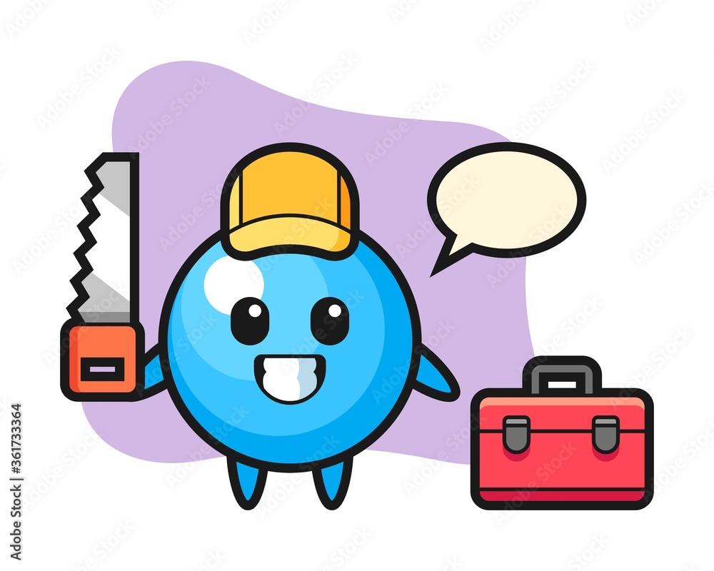 Fototapeta premium Gum ball cartoon as a woodworker