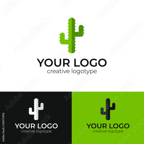 cactus logo design nature organic green logotype