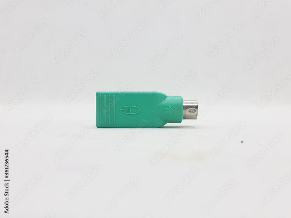 Portable Computer Connector Cable Converter for Electronic Data Transfer in White Isolated Background Portable Computer Connector Cable Converter for Electronic Data Transfer in White Isolated Background