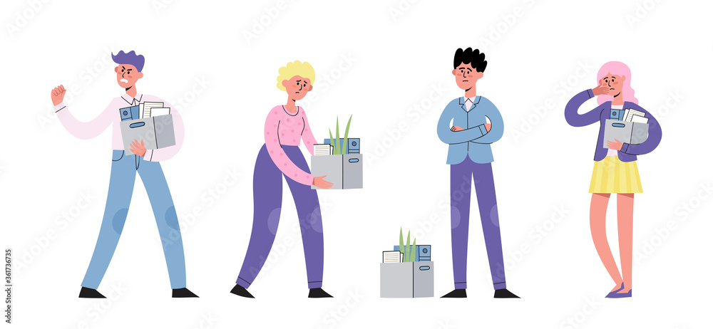 Vector illustration of concept loss of work by employees Vector illustration of concept loss of work by employees