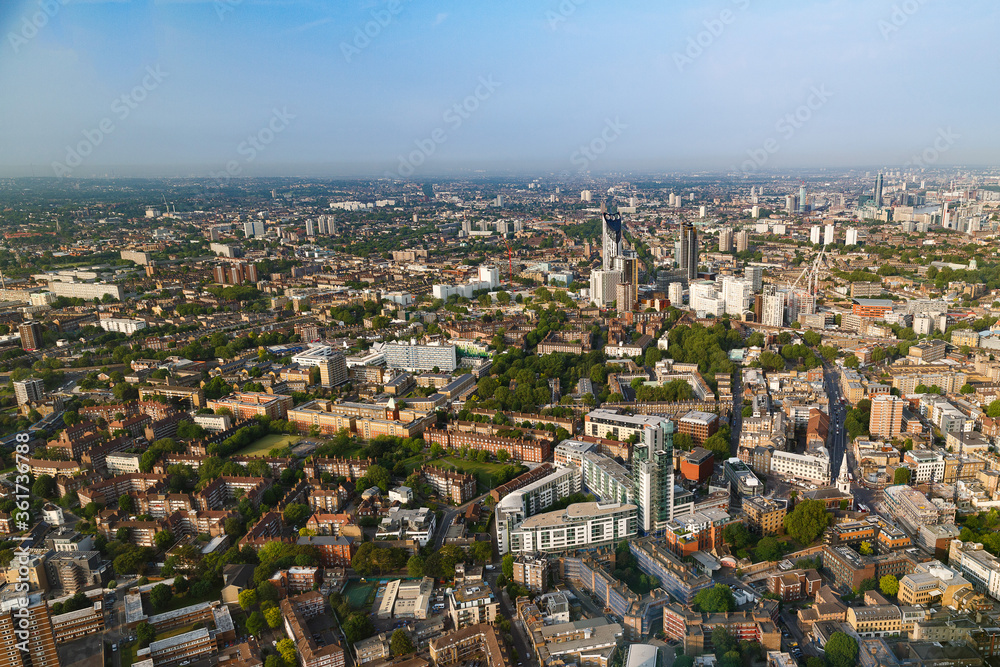 panorama of London from The Shard looking south-west towards Elephant & Castle