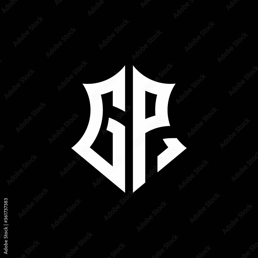 GP monogram logo with a sharp shield style