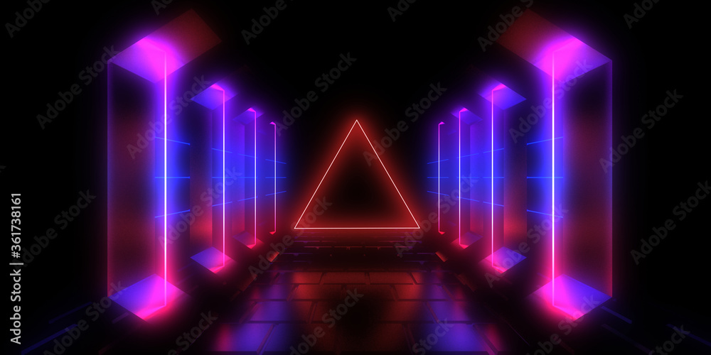 3D abstract background with neon lights. 3d illustration 3D abstract background with neon lights. 3d illustration