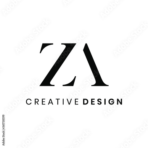 Creative abstract letter ZA logo design vector template photo