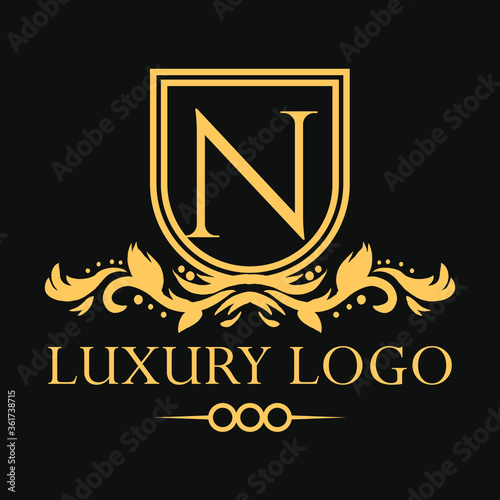 Luxury logo. Premium elegant initial letter design template for restaurant, hotel, boutique, cafe, Hotel, Heraldic, Jewelry, Fashion and other business © fledermausstudio