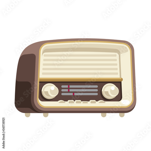 Flat style illustration of an old radio receiver of the last century (ID: 361738921)