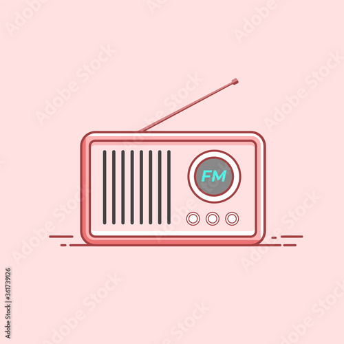 Vintage radio vector image. Flat design style