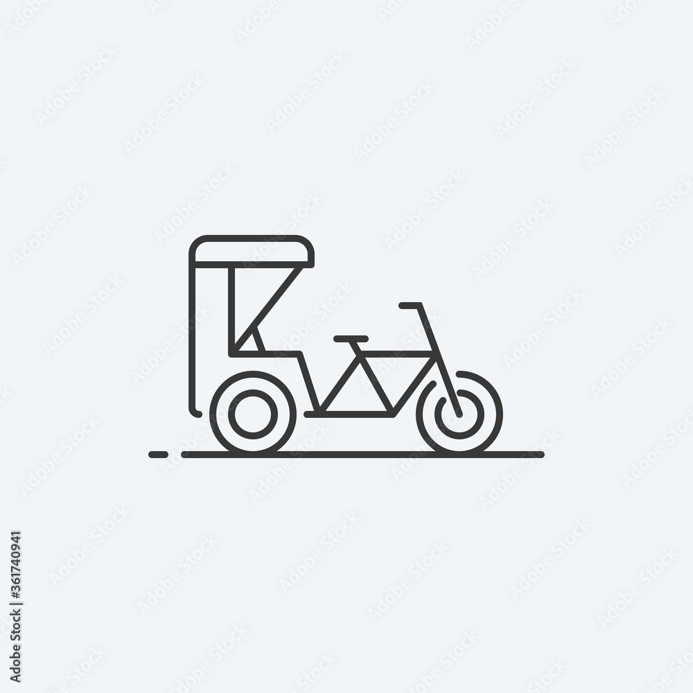 Rickshaw icon. Three wheeled transport symbol modern, simple, vector, icon for website design, mobile app, ui. Vector Illustration Rickshaw icon. Three wheeled transport symbol modern, simple, vector, icon for website design, mobile app, ui. Vector Illustration