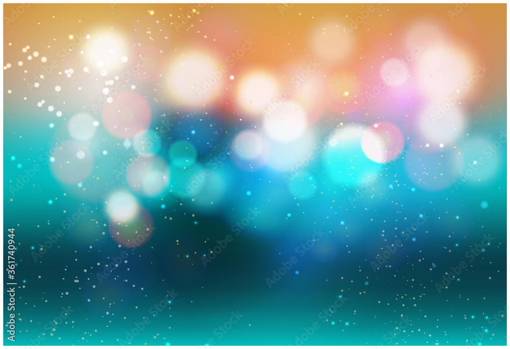Blurred bokeh light on dark blue background. Christmas and New Year holidays template. Abstract glitter defocused blinking stars and sparks. Vector EPS 10 Blurred bokeh light on dark blue background. Christmas and New Year holidays template. Abstract glitter defocused blinking stars and sparks. Vector EPS 10