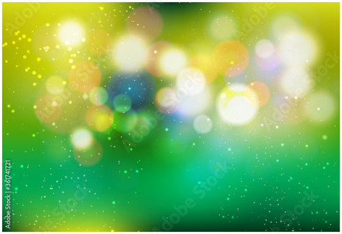 Green bokeh background. Soft white blur light. Abstract bokeh blurred. Shiny bokeh light effect. Nature background. Vector illustration.