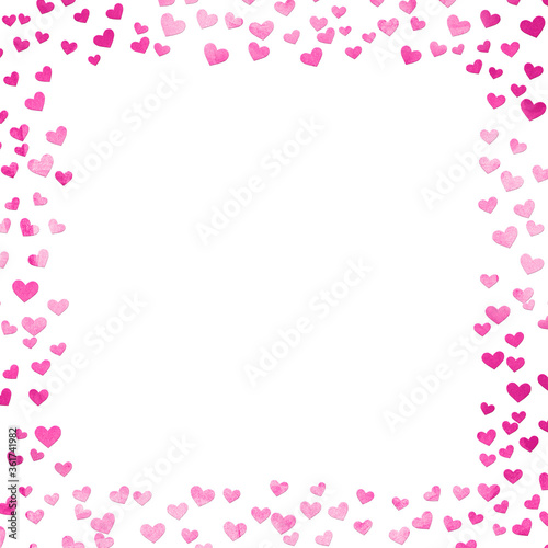pink and white background square frame with light scattered watercolor hearts © ProjectPixels