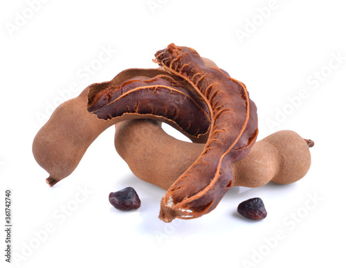 Sweet tamarind placed on a white background with clipping paths