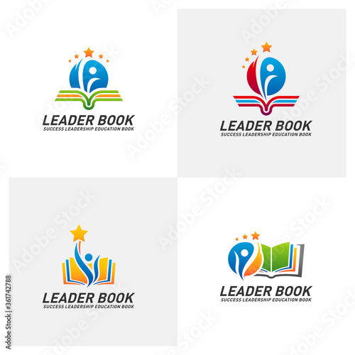 Set of Leadership Education Book Logo Design Concept Vector. Success Book Logo Template. Icon Symbol
