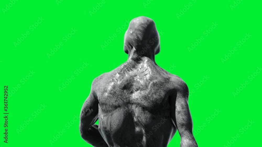 Scary monster animation. Phisical, motion, blur. Realistic 4k animation. Green screen