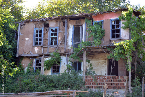 Obraz na płótnie An old and abandoned house in the forest. w salonie