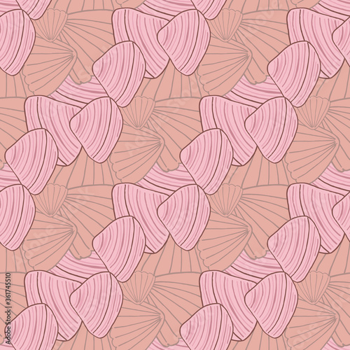 Seamless pattern with simple sea shells for fabric, textile, clothes, tablecloth and other things. Vector image.
