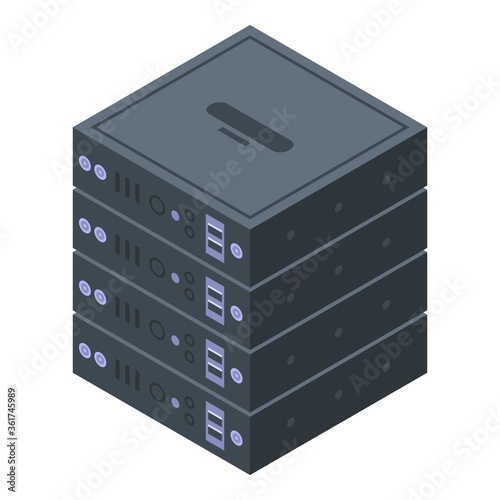 Server rack storage icon. Isometric of server rack storage vector icon for web design isolated on white background