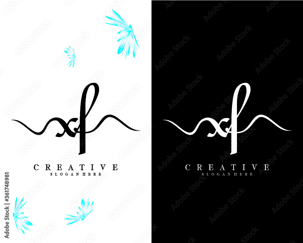 xf, fx letters handwriting logotype vector for company/business identity