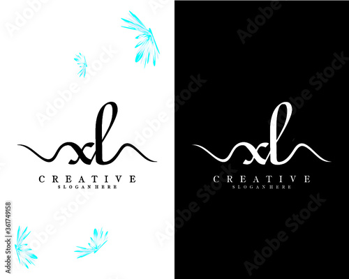 xl, lx letters handwriting logotype vector for company/business identity