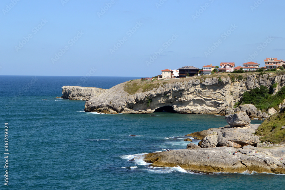 Istanbul - Şile seaside houses and lighthouse on the rocks