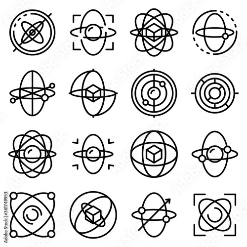 Gyroscope icons set. Outline set of gyroscope vector icons for web design isolated on white background photo