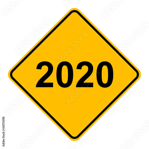 Jahr 2020 und Schild
