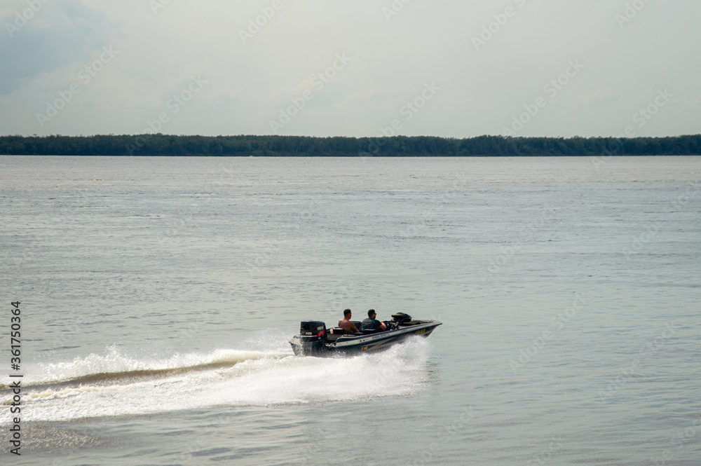 Fototapeta premium motor boat on the river