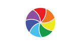 Sectors of the circle in the colors of the rainbow. Color logo icon. Children's logo. Symbol of sexual minorities.
